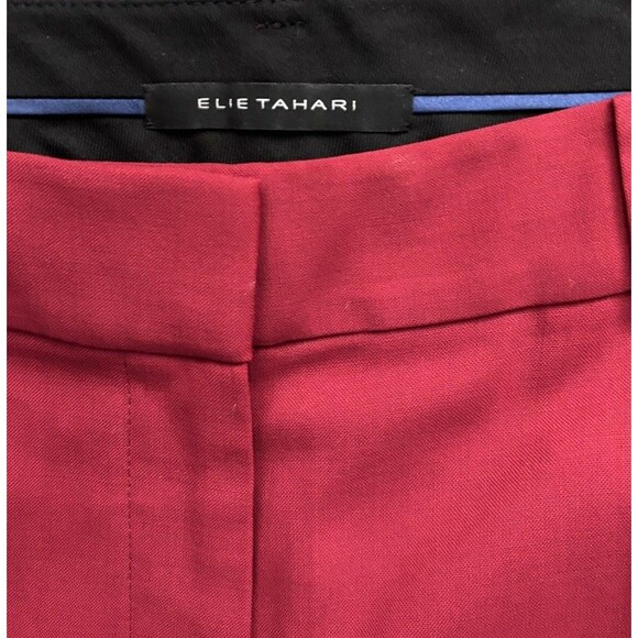 Elie Tahari Red Wool Pants BootCut/flare Leg Size 6 Festive Colorful Workwear - Picture 4 of 10